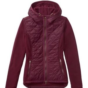 Athleta Hooded Jacket Vortex Primaloft Quilted Fleece. Burgundy Red - Size XS